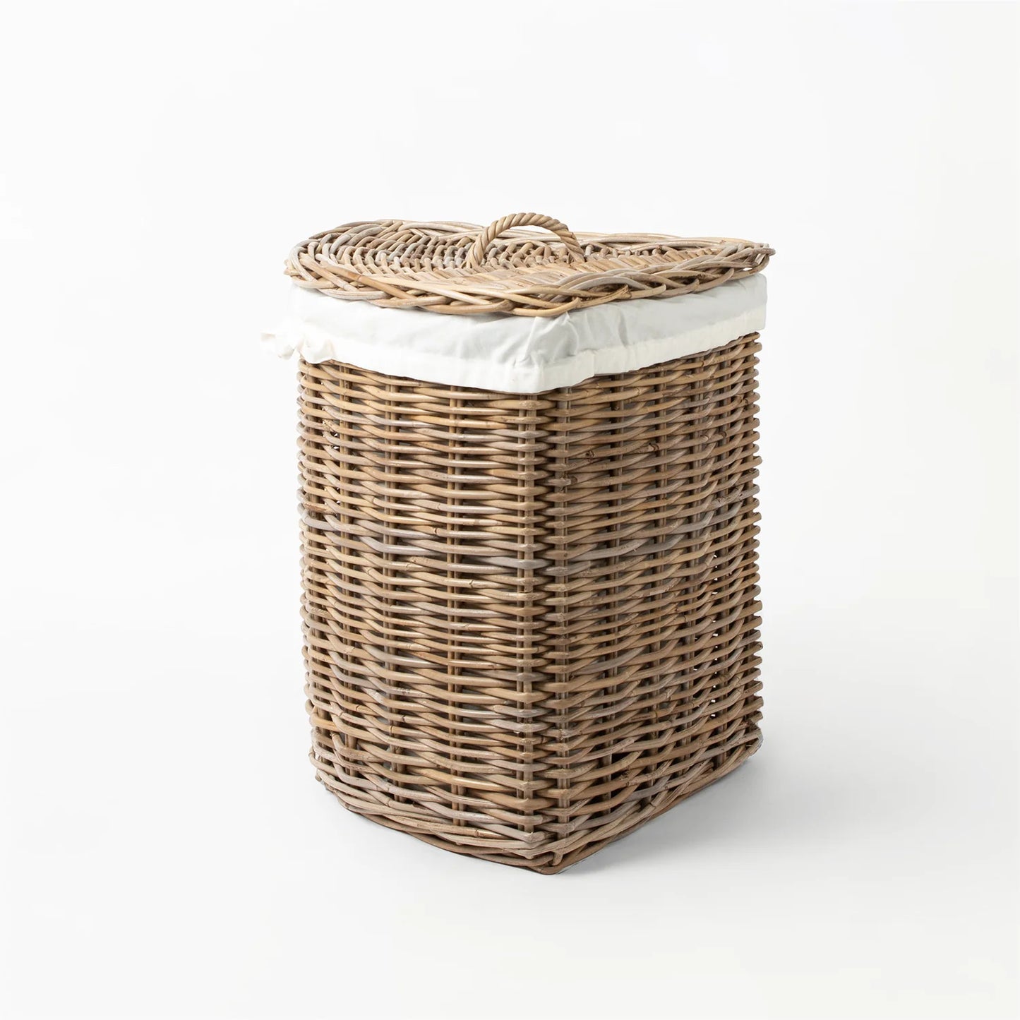 Rattan Corner Laundry Baskets with Lids and Linen Inner Bag | REVOLOGY