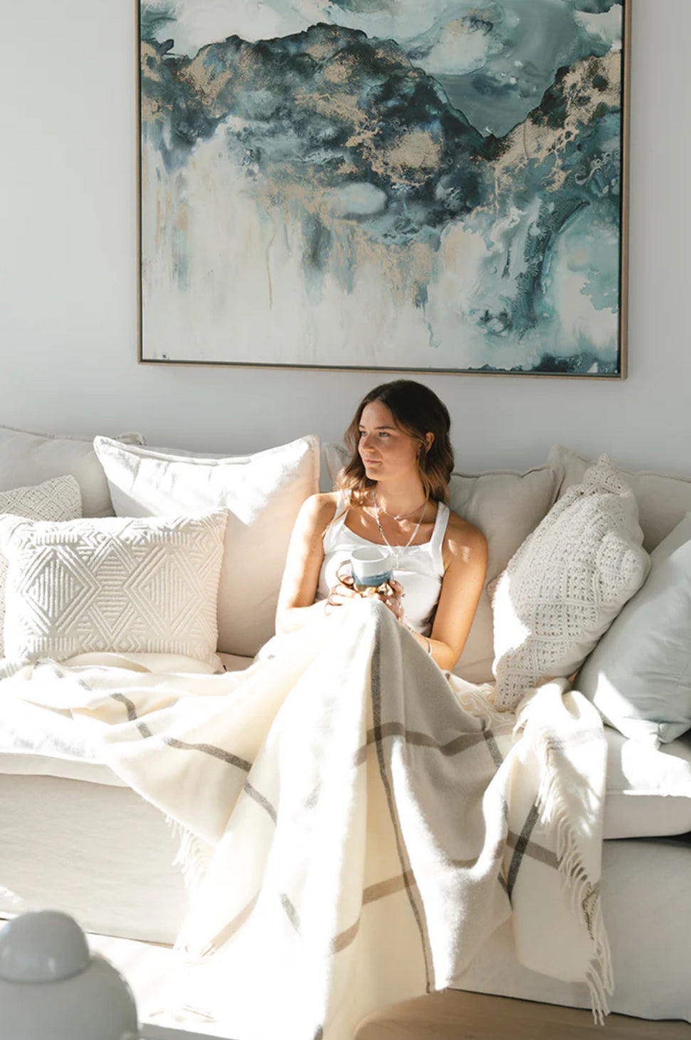 Waitoka White Throw BLANKET | RUANUI STATION