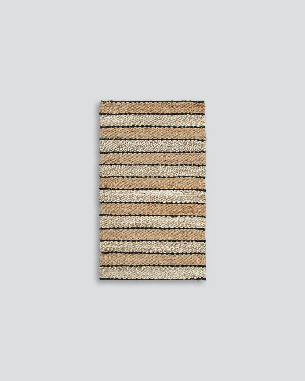 Multi-stripe jute entrance mat with natural and dark woven pattern