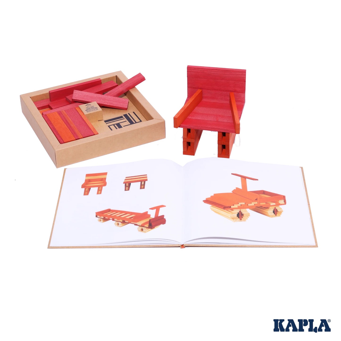 KAPLA Book and Colours Set: red + orange -40pcs