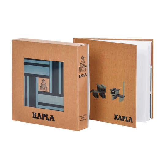 KAPLA Book and Colours Set: dark blue + light blue - 40 pcs
