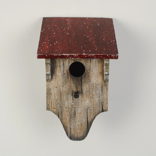 Rustic Wooden Bird House with Red Roof | REVOLOGY
