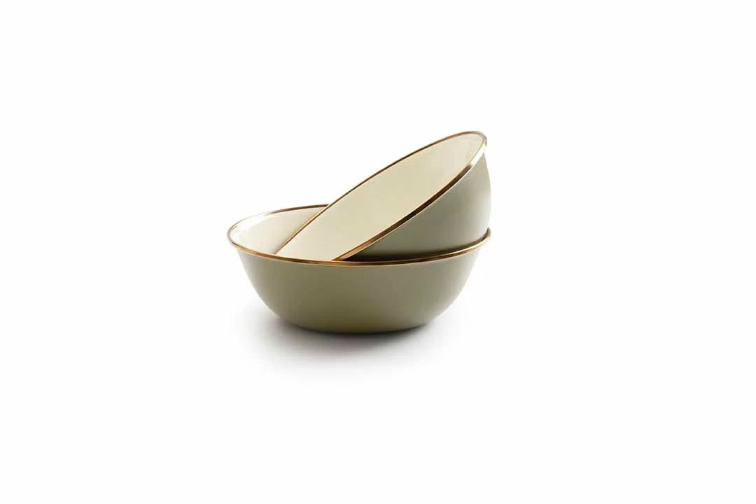 Camping Enamel  Bowl – Olive (set of 2)  | BAREBONES
