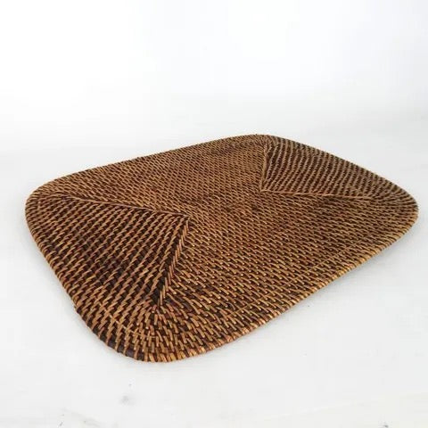 Walnut Rattan Placemat - Rect | REVOLOGY