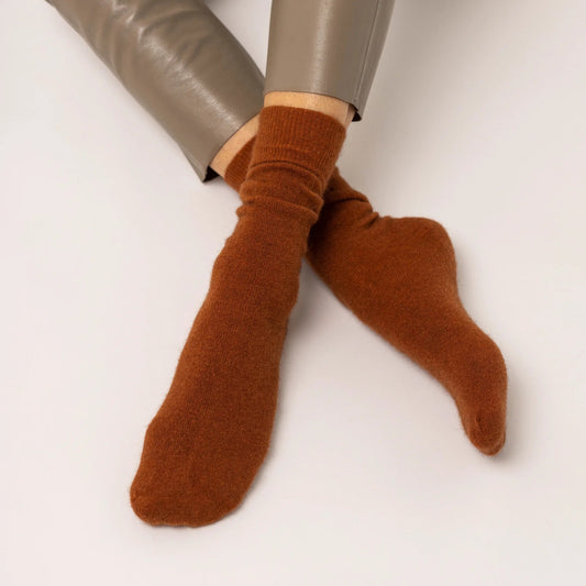 Possum Merino Wool H Socks, Leather Brown